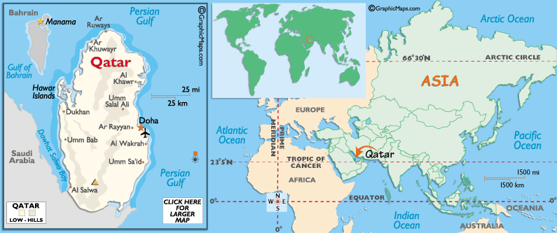 Political Map Of Qatar. This is where Qatar is