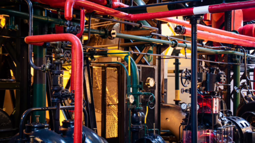 red and gray industrial machinery