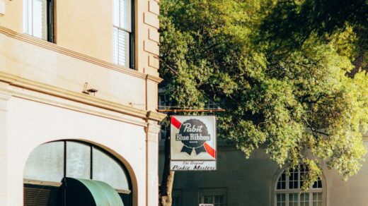 sunny urban street with historic architecture