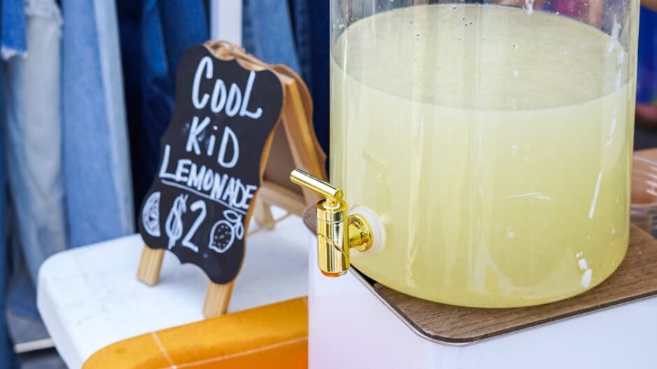 container of lemonade