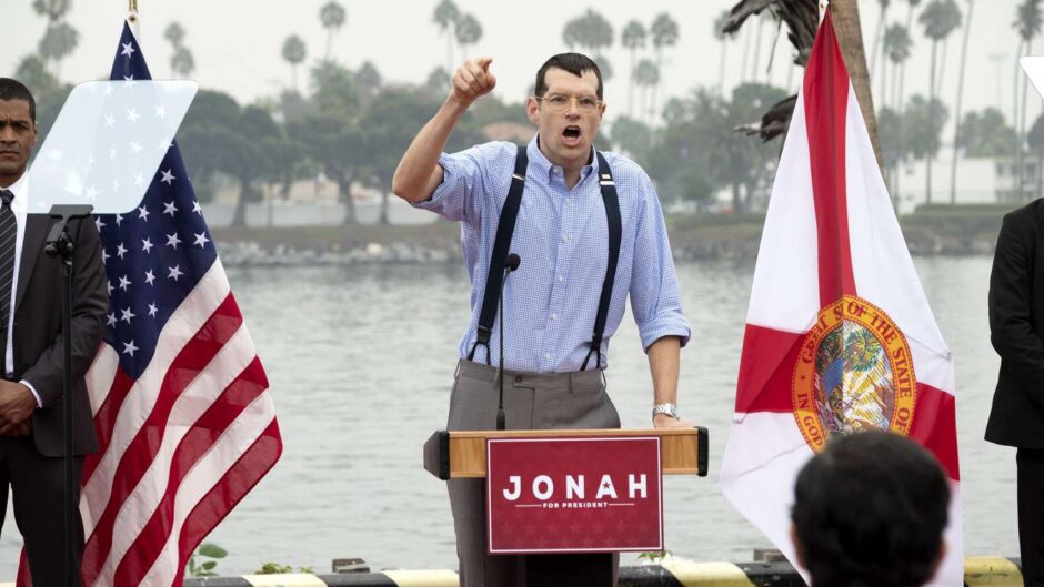 Jonah Ryan, running for Congress, giving a speech outside