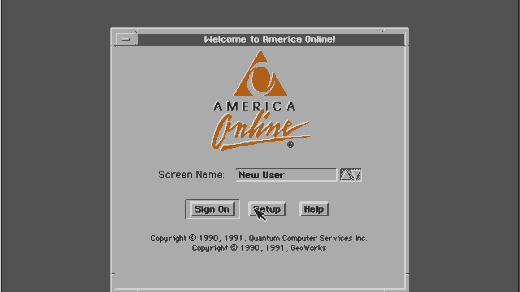 Screenshot of AOL on Geoworks