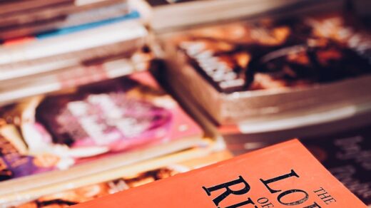 books writing stack orange