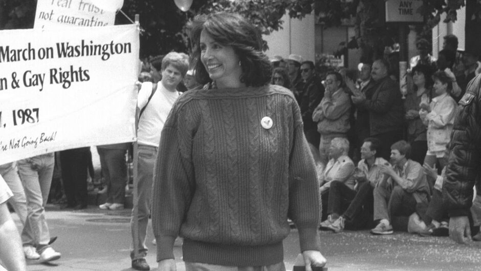 Congresswoman Pelosi, pictured proudly marching for equal rights in 1987, celebrates the Supreme Court decisions striking the discriminatory Defense of Marriage Act and allowing marriage equality for all California families.