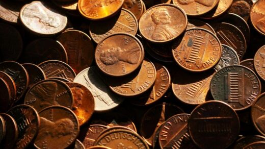 close up of a pile of coins